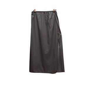 Vintage Wondermaid Maxi Half Slip Skirt Minimalist Goth Slit Lace Trim Black